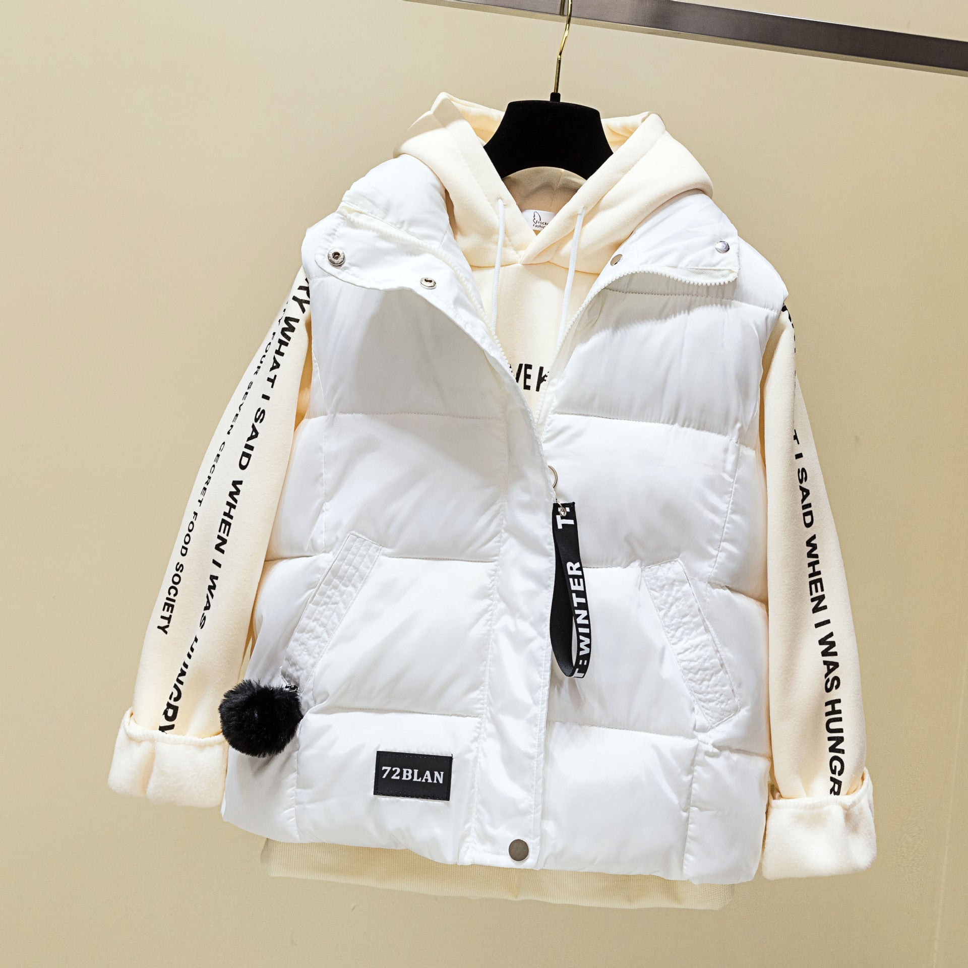 Short Hair Ball Korean Fall Winter Down Padded Jacket